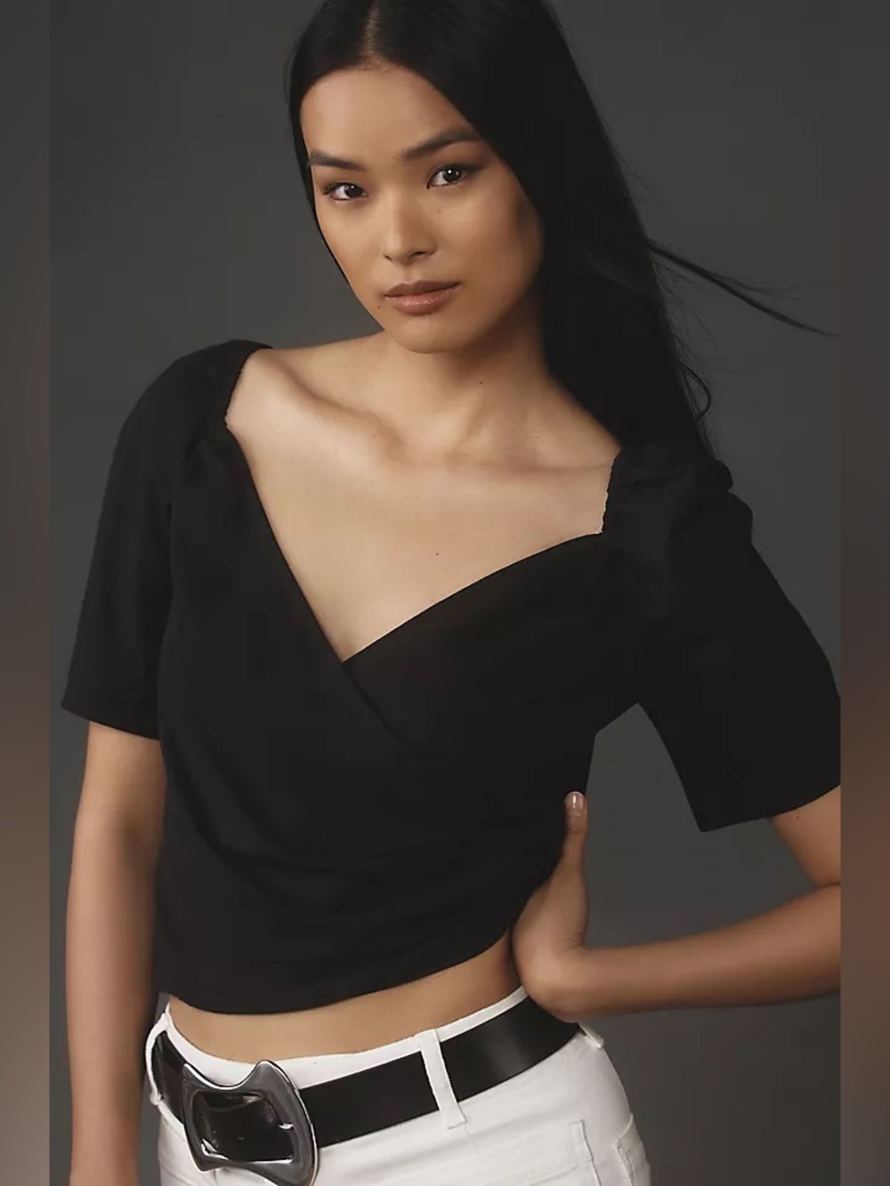 Anthropologie Puff Sleeve Wrap Top